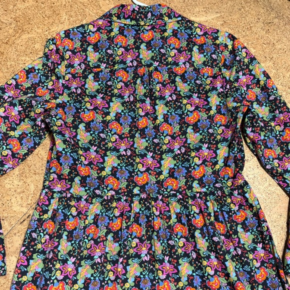 Boden Cotton Black Floral Tiered Maxi Shirt Dress Sz 8R - Picture 5 of 15